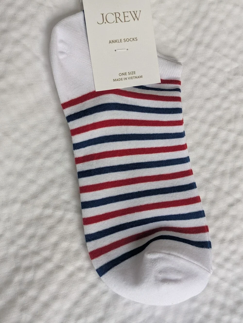 NWT J. Crew Women's Red White & Blue Striped Ankle Socks One Size